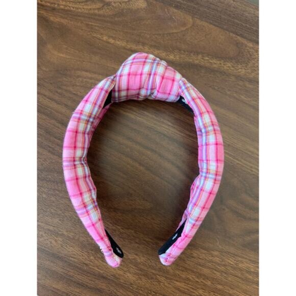 NEW Lele Sadoughi Plaid Knotted Headbands in Pink Strawberry Madras main image 6